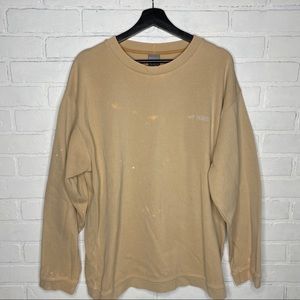 Vintage Y2K Nike Mini Swoosh Crewneck Sweatshirt Beige Tan XL Distressed Silver